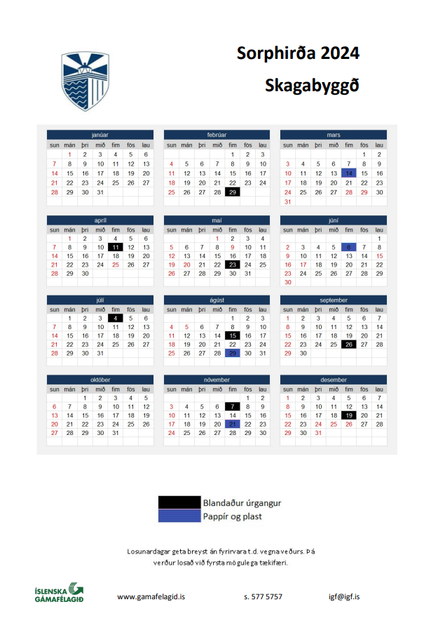 Sorphirðudagatal Skagabyggðar